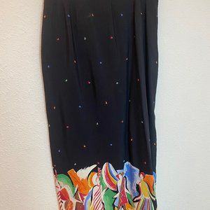 Fun Black Skirt with bottom abstract Size 10